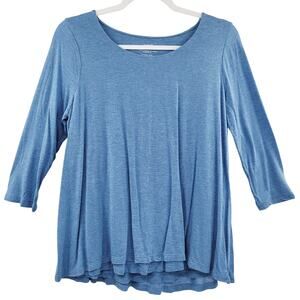 pure Jill by J. Jill Blue Supersoft 3/4 Sleeve Elliptical Tee Layered Women's S